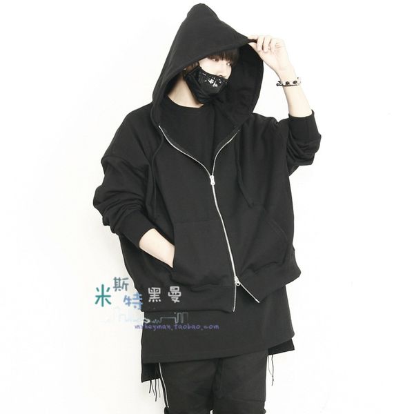 

s~5xl 2019 autumn winter new fashion leisure korean version loose short men's zipper hooded hoodies knitted jacket, Black