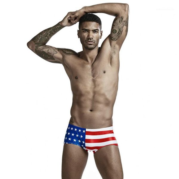 

mens swimwear boxers casual summer beach board shorts national flag printed mens briefs mid waist