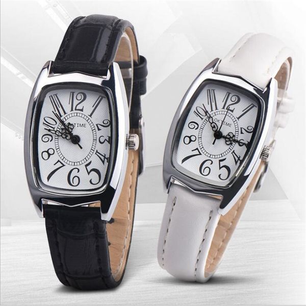 

fashion women watches quartz analog clock roman digital square watch boys girls leather belt watch, Slivery;brown