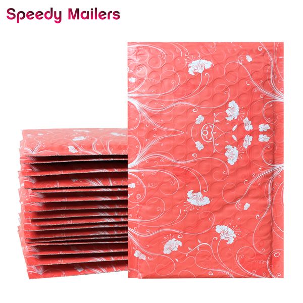 

speedy mailers 10pcs 4x7 inch/120x180mm datura flower printed poly bubble mailers bubble padded envelope/jiffy bags/gift bags