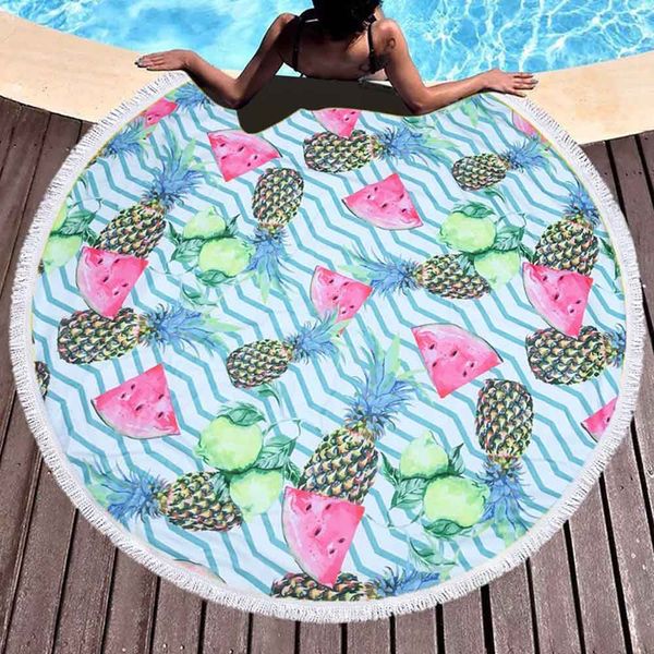

150cm fruit watermelon series swimming bath towel outdoor sport beach towel round microfiber sport yoga blanket