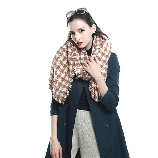 

женщина дизайн моды шарфы хаундстут зима хлопок вязаный кашемировый шарф высокого качества толстый теплый длинный шарф