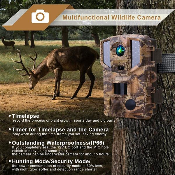 

20mphunting camera trail 1080p ip66 32pcs ir leds night vision pir motion pr900 outdoor wildlife animal video camcorder