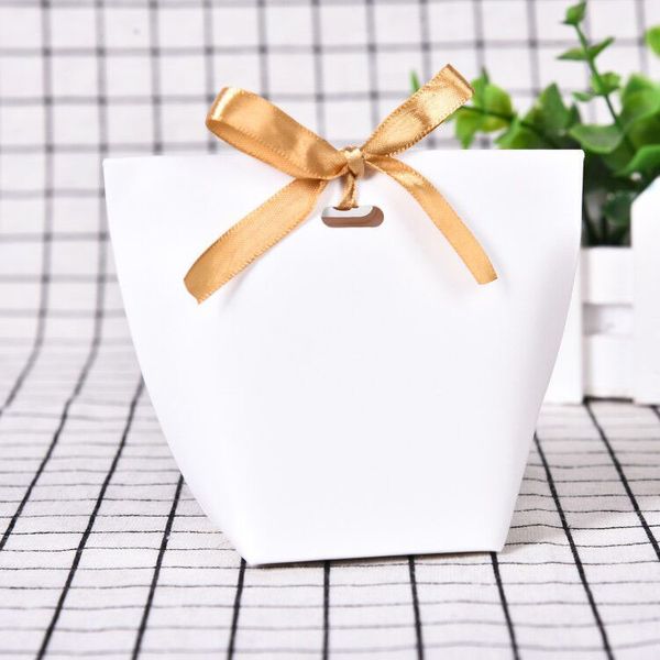 

50pcs blank kraft paper bag candy bag wedding favors gift box package birthday party decoration bags with ribbon