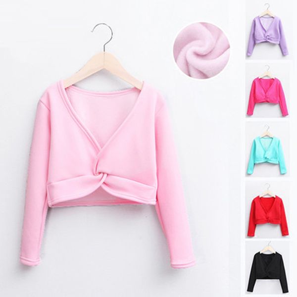 

songyuexia children dance costume girl ballet shawl long sleeve autumn winter coat thickening pure cotton practice jacket 5color, Black;red