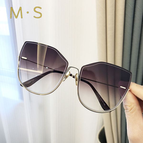 

2019 cat eye fashion women sunglasses brand designer luxury vintage sun glasses big full frame eyewear women glasses uv400, White;black