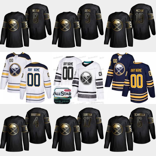 

2019 Golden Edition Buffalo Sabres 19 Jake McCabe 17 Vladimir Sobotka 9 Jack Eichel 4 Zach Bogosian 6 Marco Scandella 8 Casey Nelson Jerseys