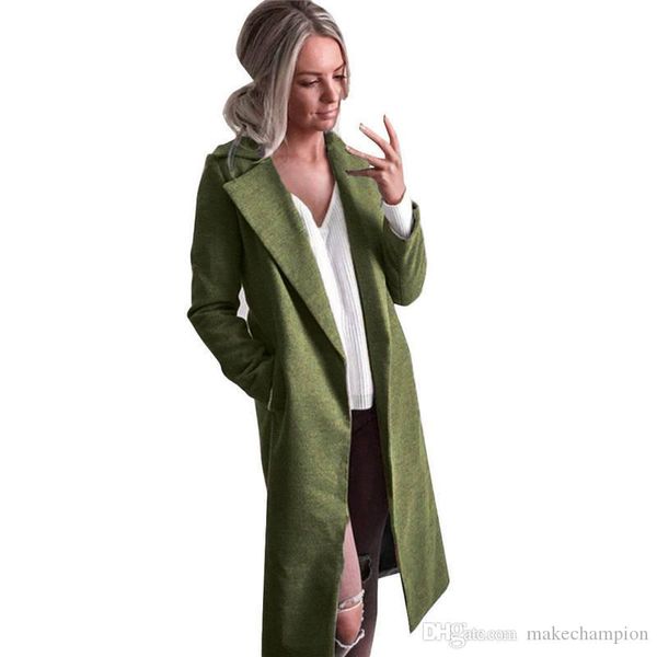 

Designer Womens Winter Coat Solid Color Women Long Outwear Fashion Cardigan Lapel Neck Wool Coats Spring Autumn Casual Women Clothing