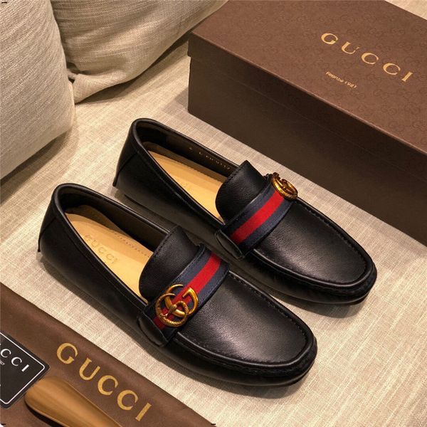 

18sw 2019 genuine leather mens loafers luxury fashion handmade moccasins men casual shoes black slip on men's boat shoe