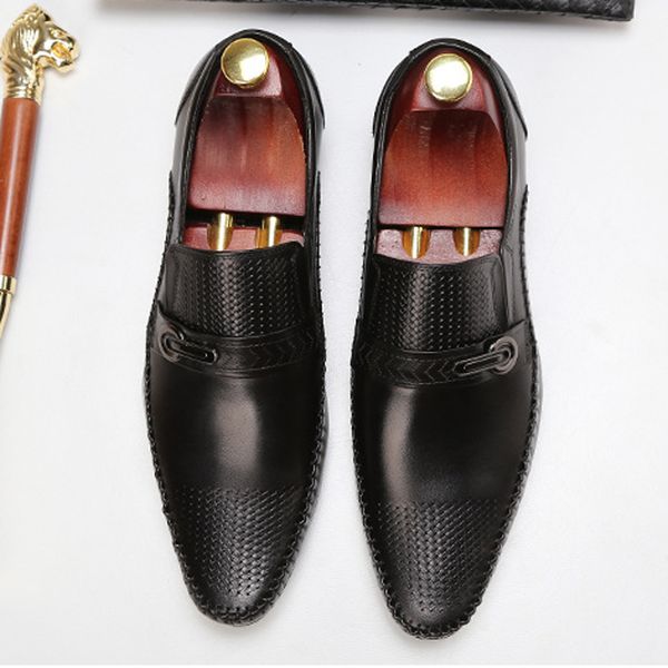 

2019 summer pointed toe slip on man casual shoes genuine leather male moccasin loafers handmade breathable men's flats ss554, Black
