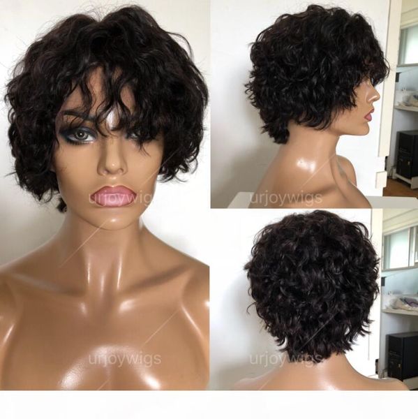 

кудрявые короткий парик полный шнурок парики 10а класса лучшее качество бразильского virgin remy волос фронта шнурка человеческих для черная, Black;brown