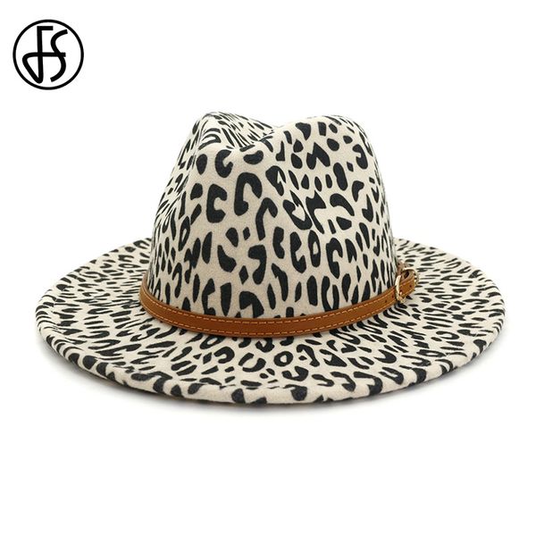 

fs vintage men leopard jazz hat leather band decor trilby panama formal hats for women wide brim fedora cappello elegant, Blue;gray