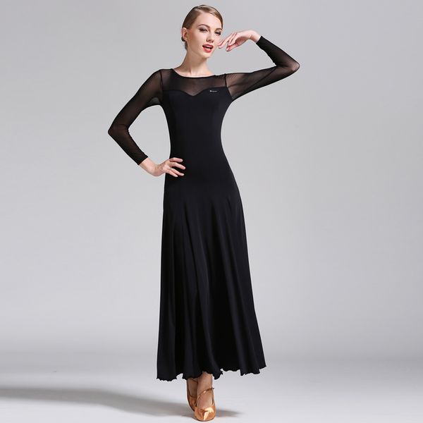 

ballroom dance competition dresses 2019 new arrival 7 color long sleeve flamenco skirt women stage ballroom dress, Black;red