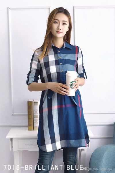 

19ss горячие продажи новый удар цвет лацкан дизайнер женские платья мода классический клетчатый печати женщин с длинными рукавами платья пов, Black;gray