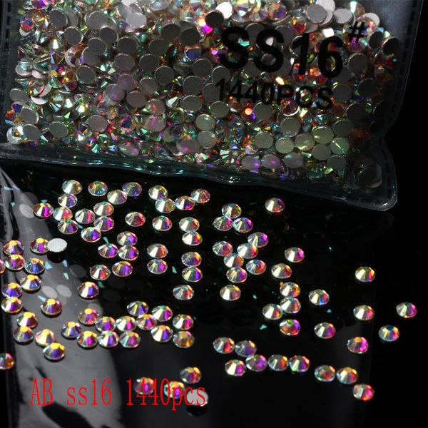

10bagset 1440pcsbag flat back ab color crystal nail rhinestone 3d jewelry glass diamond gems nails art decoration diy craft rh, Silver;gold
