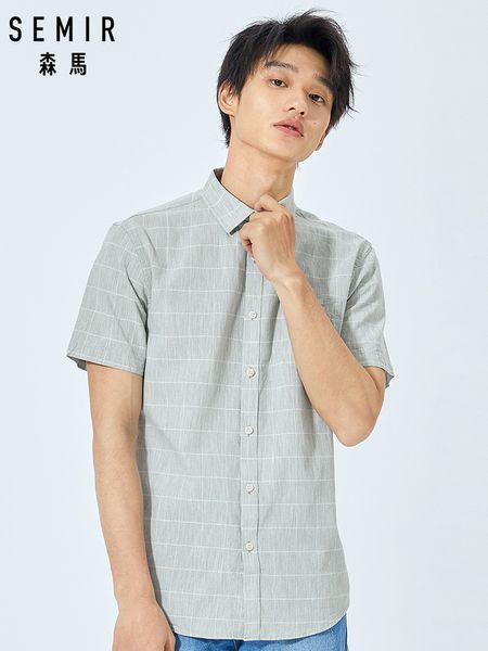 

semir short sleeve shirt men teen summer new solid color shirt korean men cotton short sleeve casual, White;black