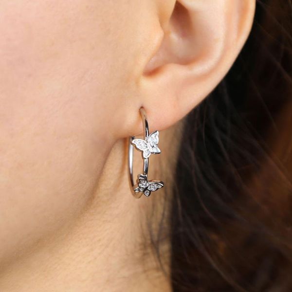 

hoop & huggie fashion jewelry delicate butterfly earrings for women girls party wedding animal wholesale brinco, Golden;silver