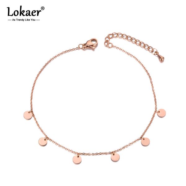 

lokaer bohemia rose gold beach charm anklet foot jewelry stainless steel trendy 6pcs tag chain & link anklets for women a19013, Red;blue
