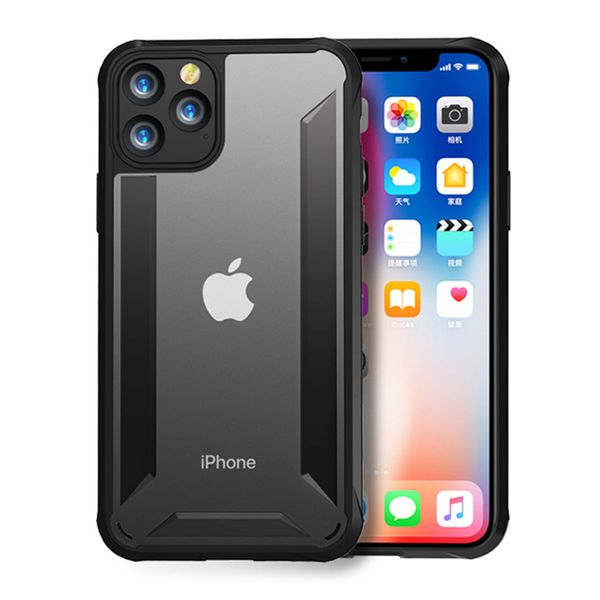 

для iphone 11 pro max xs xr x 8 7 plus тпу + пк прозрачный чехол anti shock жесткие чехлы для мобильных телефонов
