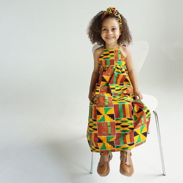 

2019 new summer elegent fashion style african children printing polyester plus size small girl dress, Red