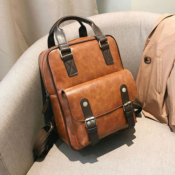 

acelure anti theft mochila feminina student teenagers school bags waterproof vintage travel lappu leather backpack women