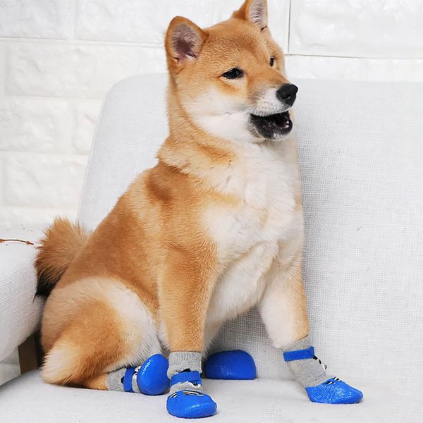 

1pair pet boots socks s/m/l size dog waterproof rain shoes non-slip rubber puppy shoes