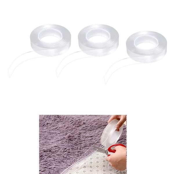 

3xreusable traceless removable transparent double sided adhesive tape 5m