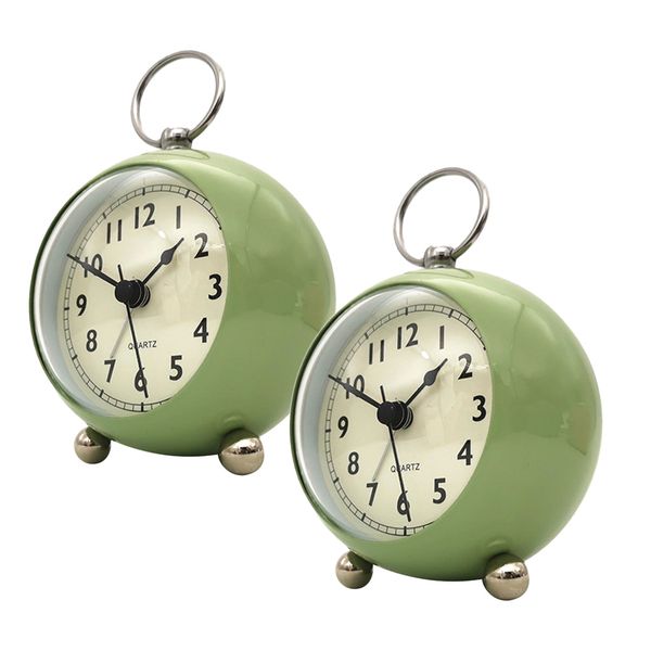 

2x silent bedside quartz clock table alarm clock with nigth light sage green