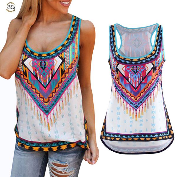 

women plus size 5xl summer loose sleeveless blouses tee sleeveless boho floral beach shirt top, White