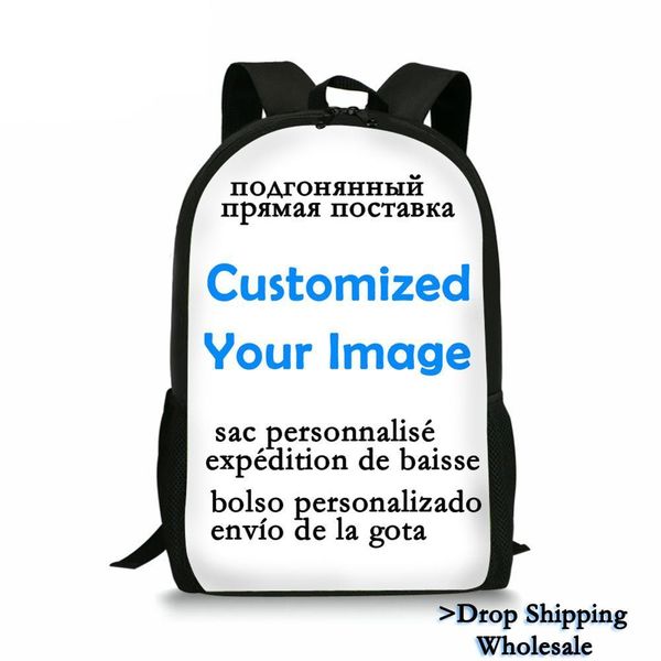 

custom diy offer dropship wholesale print backpack for girls and boys gift custom your image school fashion bag sumka