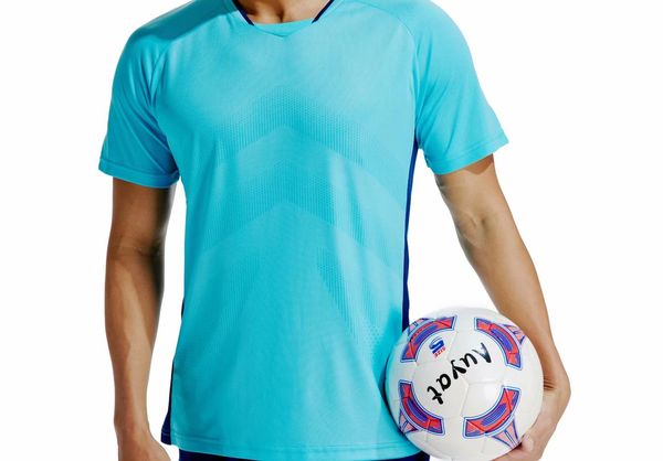 

men blank double-sided football team uniforms kits sports clothes tracksuits personality customized football sets with shorts b10-32, Blue;black