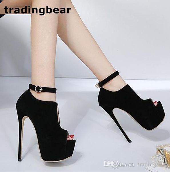 

Сексуальная Черная платформа Peep Toe ультра высокие каблуки тонкий V вырезать лодыж