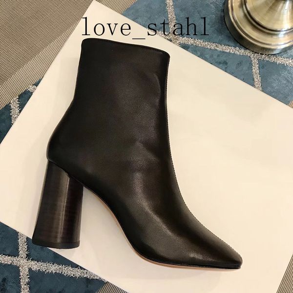 

2019 lovestahl women genuine leather round zipper high heel ankle boots 8.5cm, Black