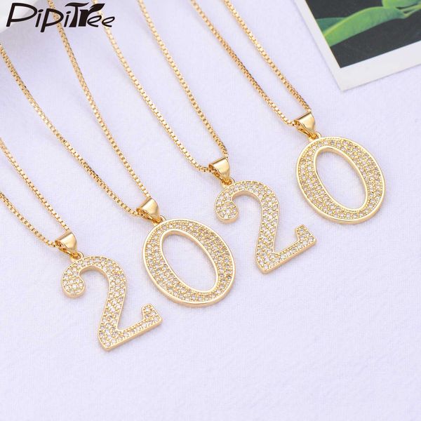 

pipitree anniversary jewelry cz 0-9 number necklace clear full micro paved cubic zirconia chain necklaces for women lovers gift, Silver