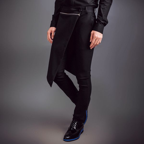 

men's pants 27-44 2021 fashion spring costume personality harem djds skorts stage singer costumes clothing, Black