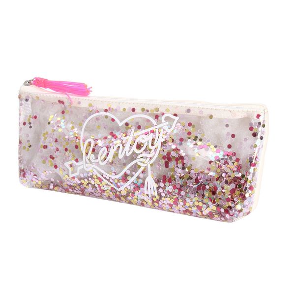 

pvc toiletry bags girl transparent sequin women makeup bag pouch tassel bag cosmetic stationery zipper student pen pencil