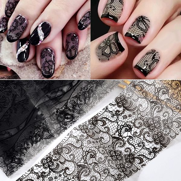 

new star white l black nail foil sticker, nail transfer foil, art lace black paste sheet 4x100cm