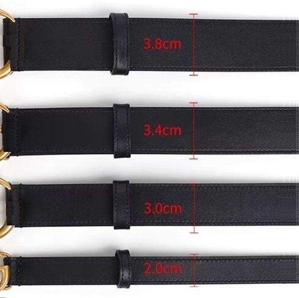 

2020 luxury high-quality designer belt fashion men and women gold buckle black belt. 2.0,3.0,3.4,3.8 cm wide. 90-125 cm long, Black;brown