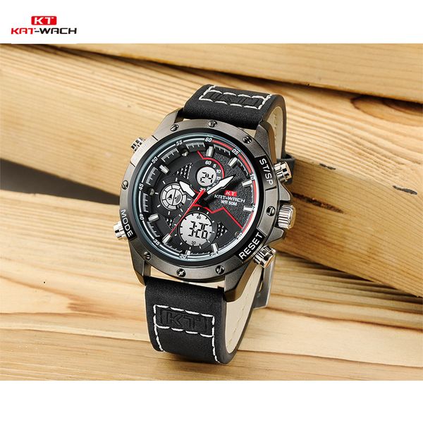 

kat-wach relogio masculino men watches luxury men sport wristwatch waterproof watch mens gifts, Slivery;brown