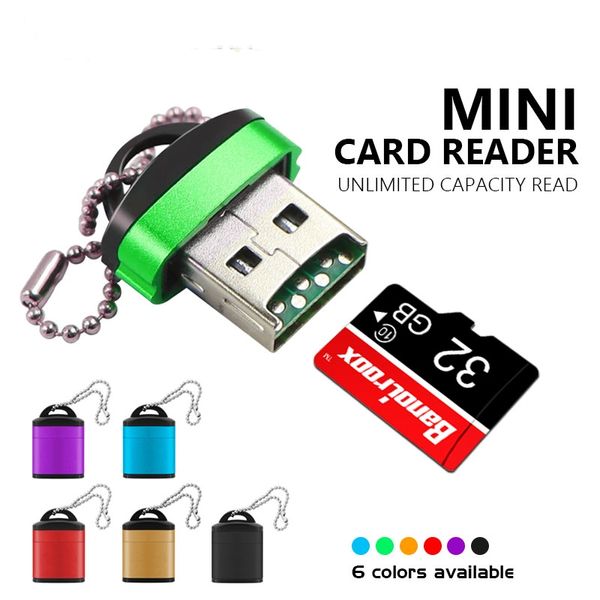 Alta velocidade Mini USB 2.0 leitor de cartão T-Flash Reader Suporte máximo 256GB Adaptador de cartão de memória