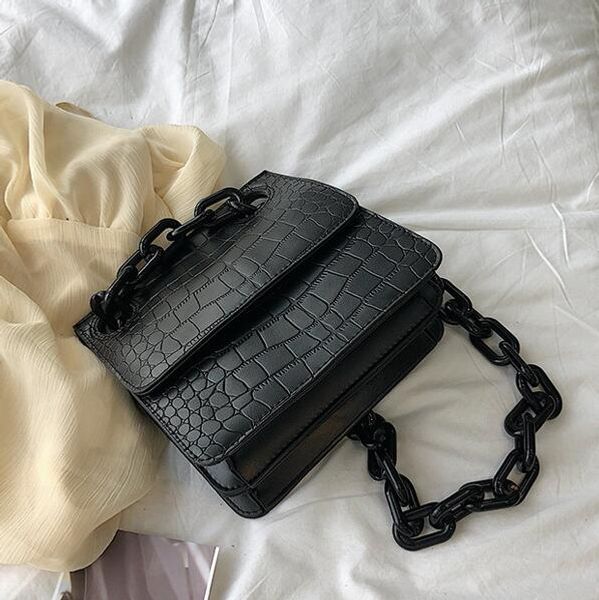 

luxury designer pu chain bag female 2019 new classic fashion portable messenger bag wild stone pattern shoulder bag ing