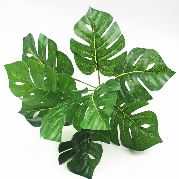 

spring taro leaf tropical palm tree branch small artificial monstera leaves wedding decoration fake flower plastic plants flores