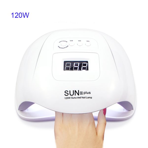 

120/54w nail dryer uv led nail lamp for manicure pecicure tools all gels lcd display 10/30/60/99s timeing infrared sensing