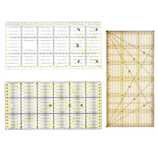 

diy quilting sewing patchwork foot aligned ruler rectangle grid cutting tailor craft scale patchwork measuring rule sewing tools, Black