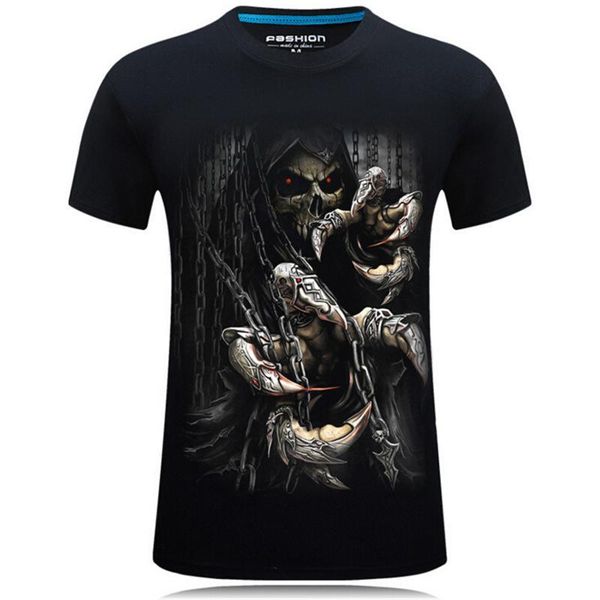 

марка мода тонкий лето мужчины t-shirt 3d череп пиратский печати короткие -sleeved повседневный топы tshirt мужские рубашки плюс размер s-6x, White;black
