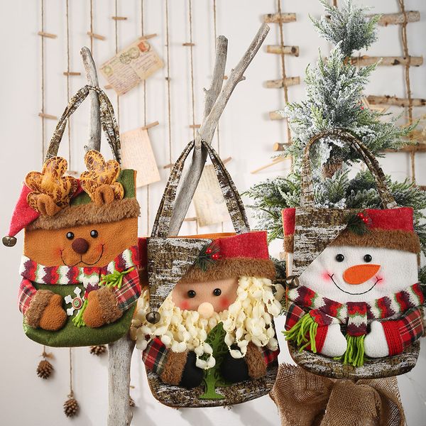 

deer/snowman/santa claus christmas decorations portable gift bags with handles fruit candy home supplies