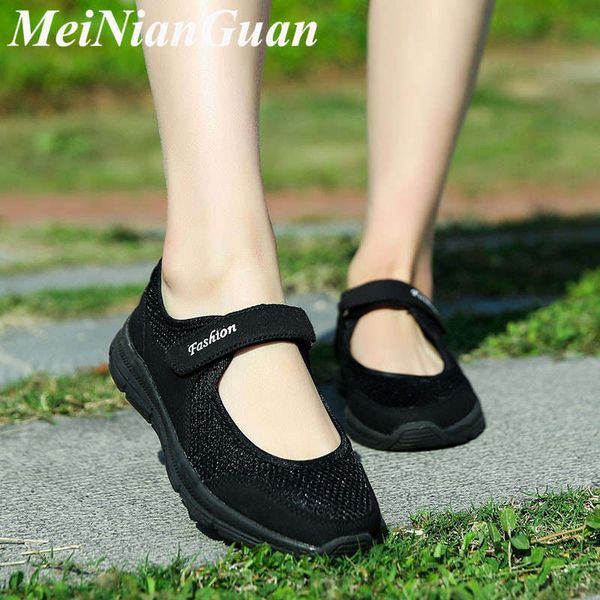 

sneakers woman sports gray mesh fabric flat mary jane shoes light running shoes for women walking loafers big size buty damsk x2