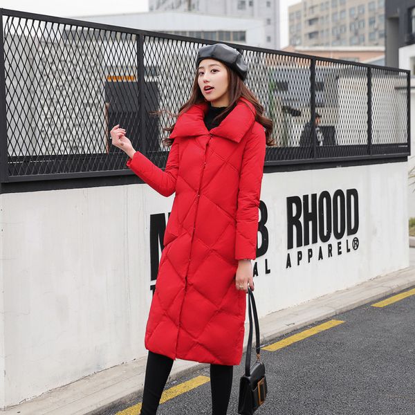 

sanishroly new women turtleneck long down coat parka autumn winter female warm thicken white duck down jacket plus size  se636, Black