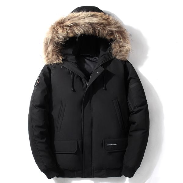 

2019 winter new men's down jacket casual large fur collar short jacket duck down coat male large size clothing, Black