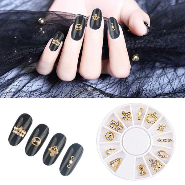 

12pcs nail decorations convenient practical user-friendly design for natural/artificial nails 3d diamond nail decoration, Silver;gold